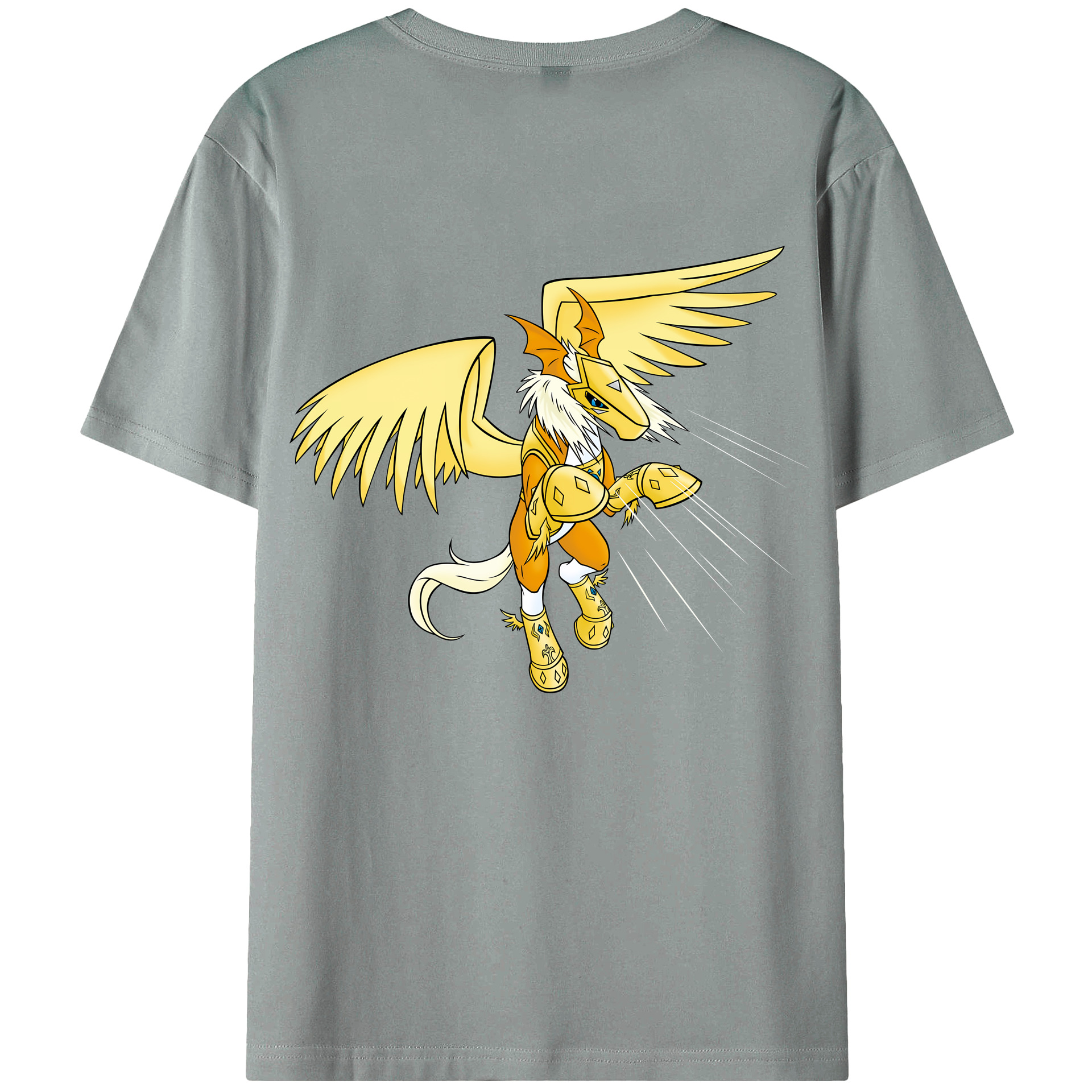 （画像用） Digimon デジタルモンスター/デジモン 綿100％ メンズ半袖Tシャツ（バックプリント） 通気性